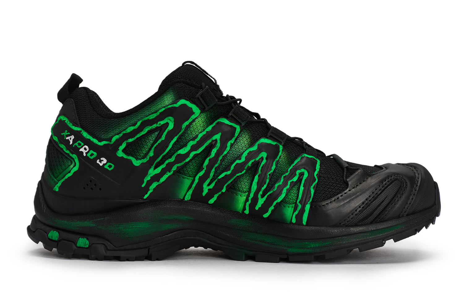 Дышащие низкие кроссовки для бега XA PRO 3D LA YAUTE унисекс Neon SALOMON, черный/серебряный/зеленый — фото 2