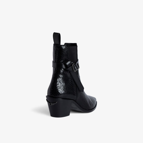Ботильоны Tyler из кожи с тиснением под питона Zadig&Voltaire, цвет noir — фото 4