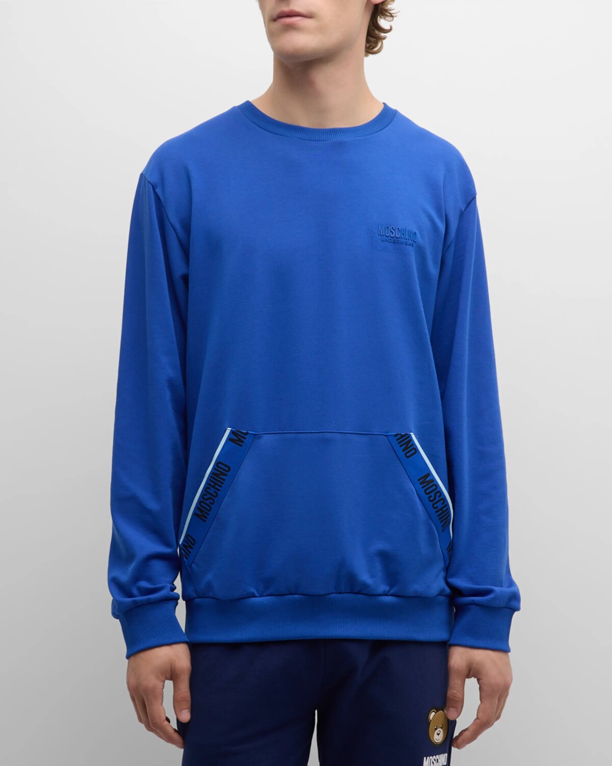 

Мужская толстовка с тесьмой-логотипом Moschino, цвет Blue