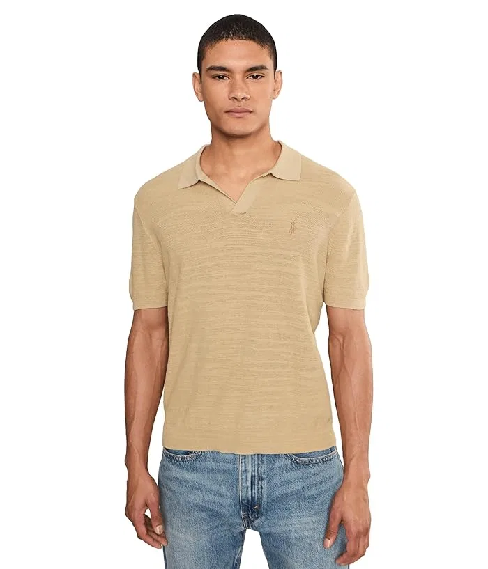 Свитер текстурированный хлопок-лен short-sleeve Textured Cotton-Linen Sweater Polo Ralph Lauren, Khaki Tan