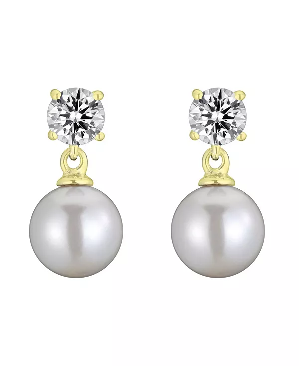 

Серьги-Подвески из стерлингового серебра с кубическим цирконием и жемчугом Genevive, yellow