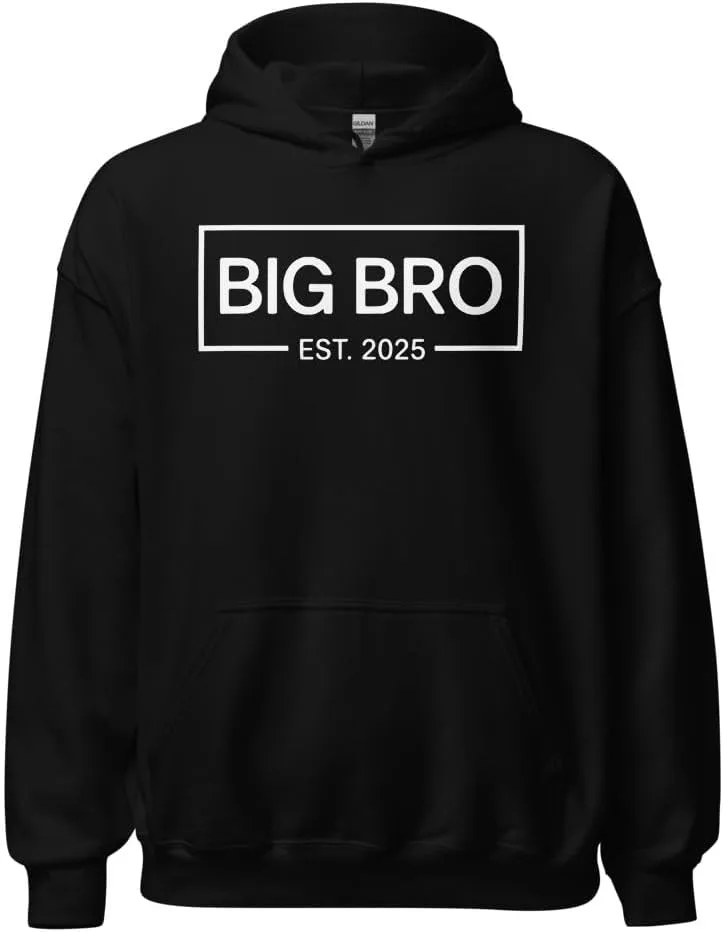 Толстовка унисекс с принтом "Новый старший брат, ожидается пополнение", Big Bro Est 2025 Generic, черный
