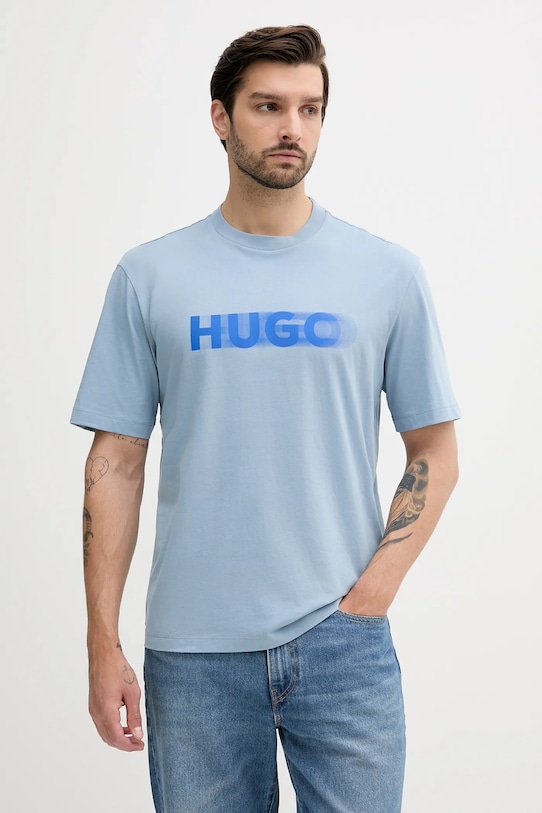 

Хлопковая футболка HUGO Blue nalax, синий