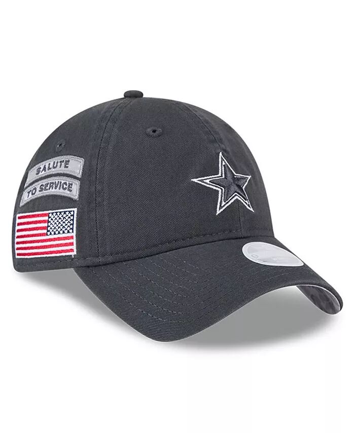 

Женская графитовая кепка Dallas Cowboys 2024 Salute To Service 9TWENTY с регулировкой New Era