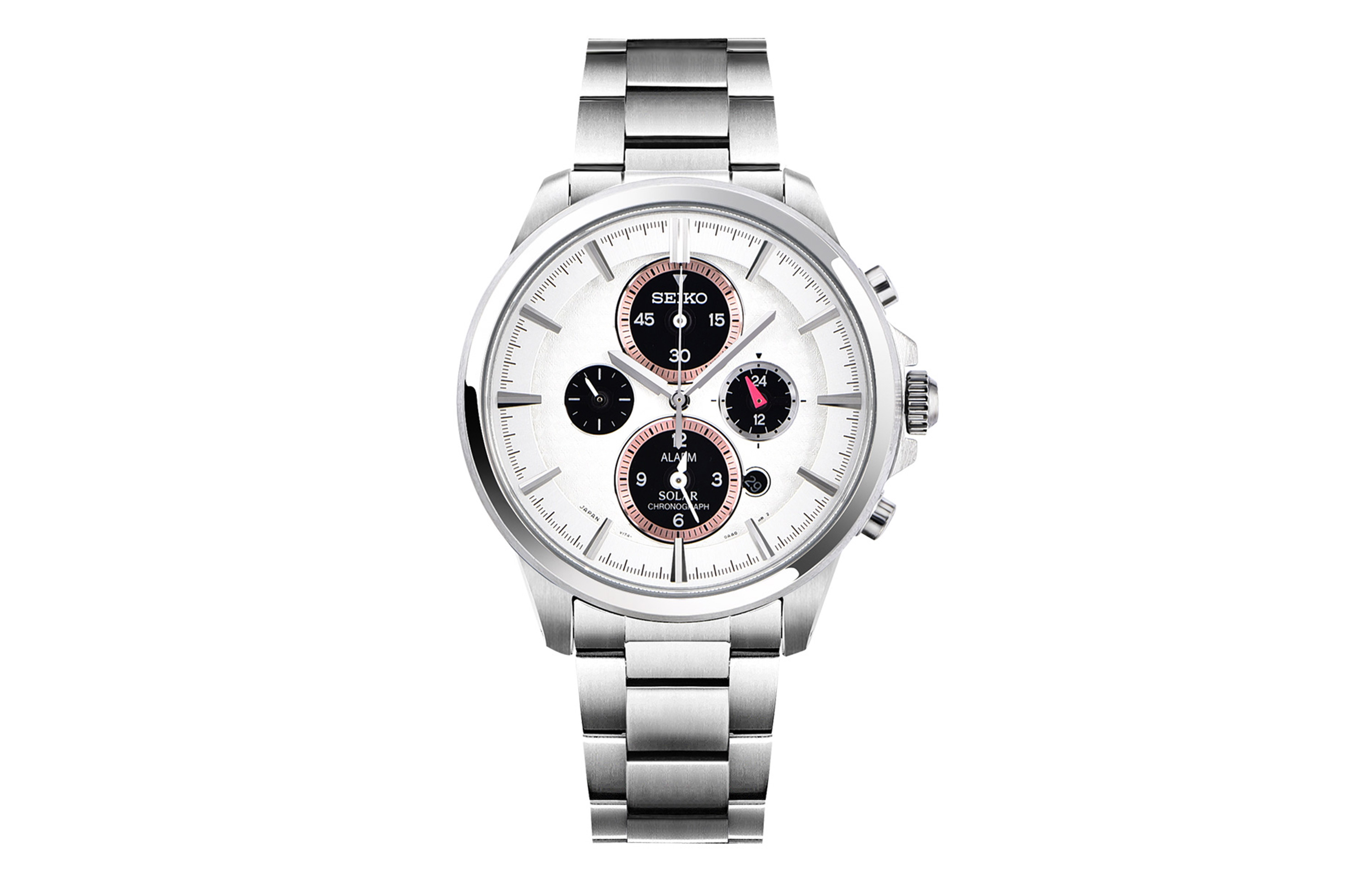 

SEIKO Часы Solar Quartz Movement Stainless Steel Watchband Watch Men's Watch White Dial, White Dial