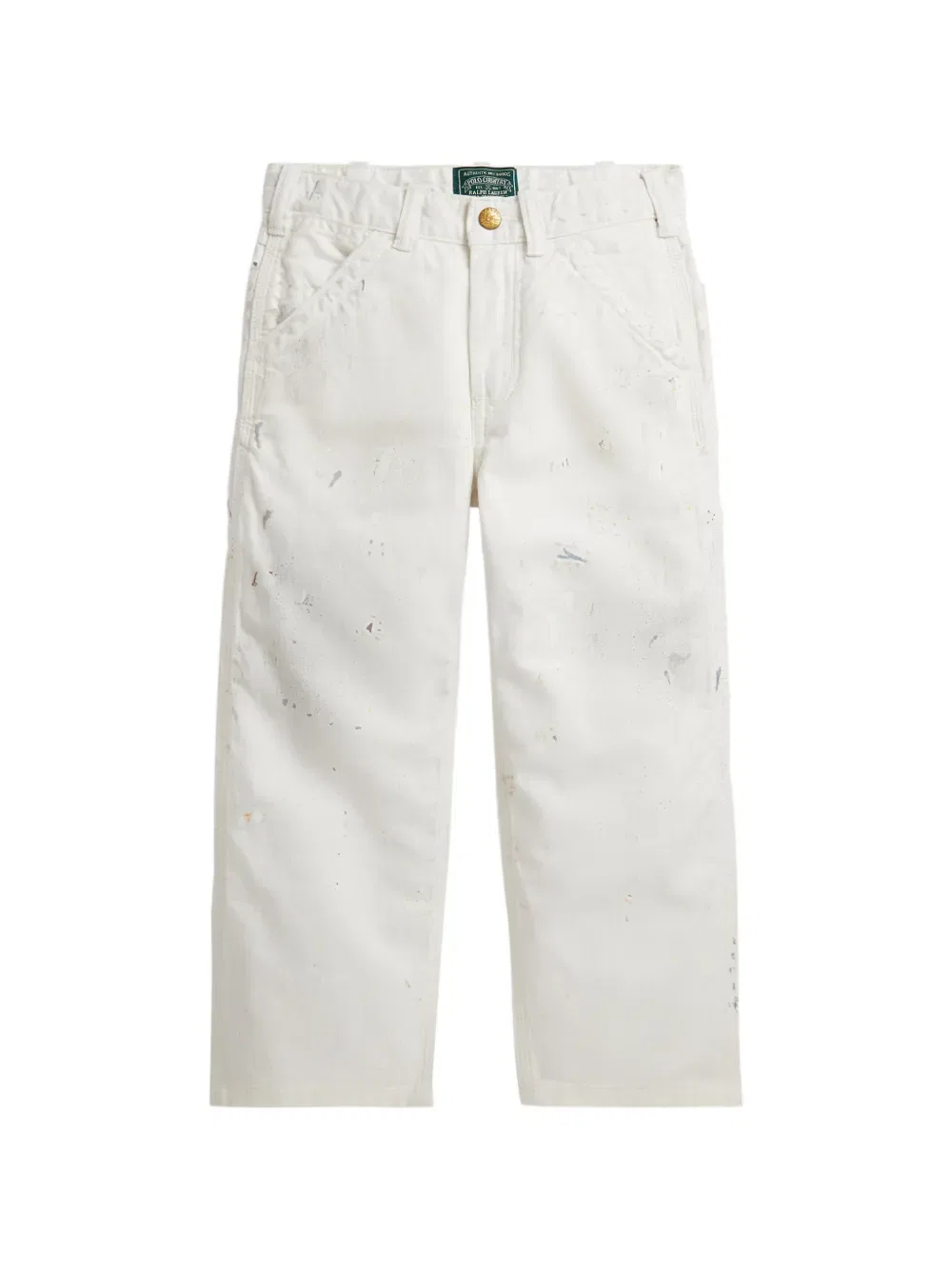 Брюки из саржи, забрызганные краской Polo Ralph Lauren Kids, белый