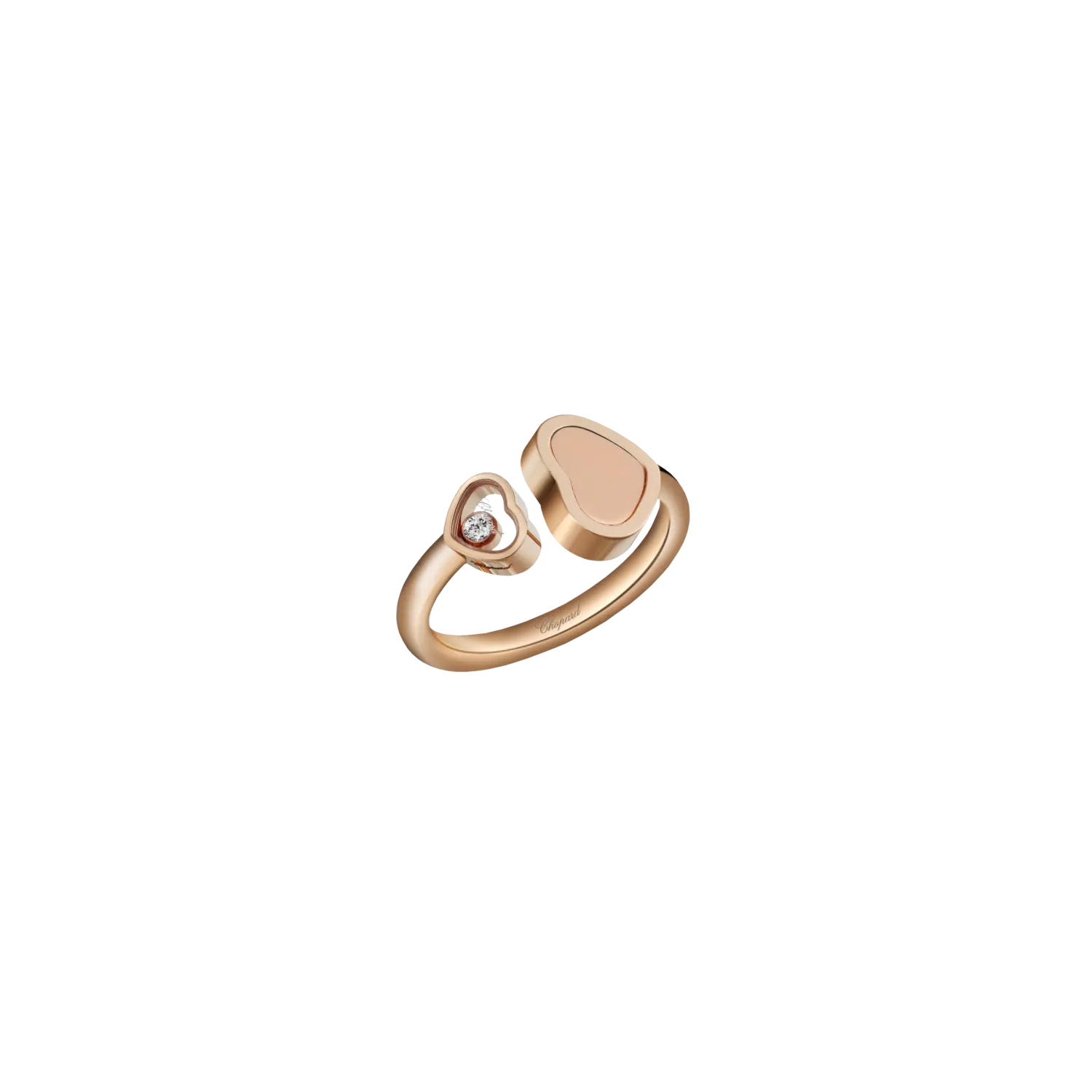 

Кольцо happy hearts из розового золота с бриллиантом и розовым камнем Chopard