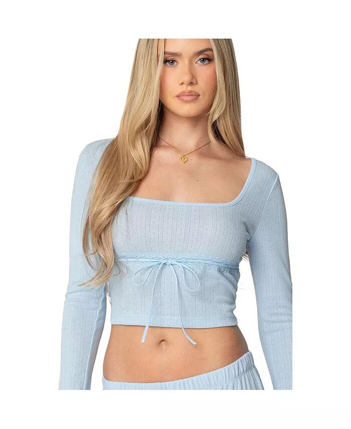 

Женский топ Ren Square Neck Pointelle Edikted, синий