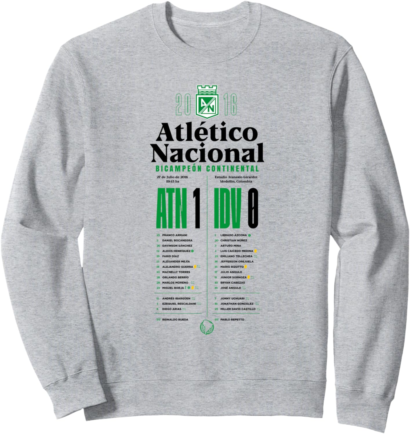 

Толстовка из ограниченной коллекции Atletico Nacional de Medellin Bicampeon National Atletico, серый