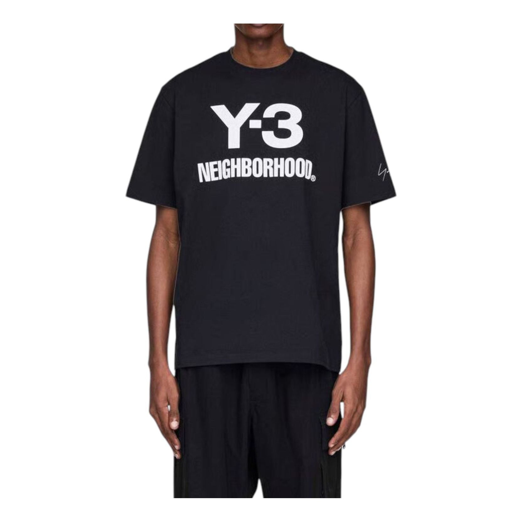 Футболка adidas Y-3 x Neighborhood Logo Relaxed T-Shirt 'Black' — фото 3