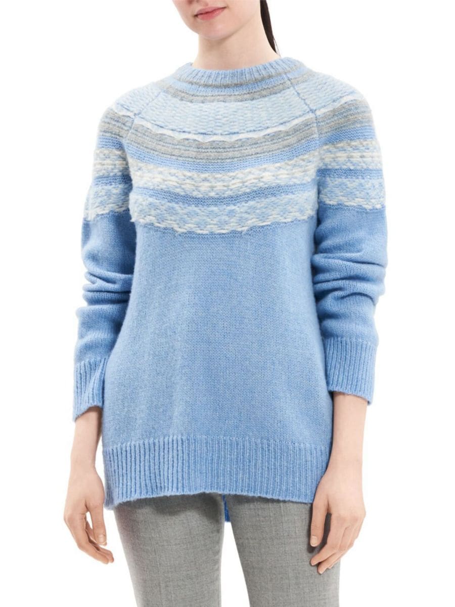 

Свитер с круглым вырезом из смесовой шерсти Theory, цвет Winter Blue Multi