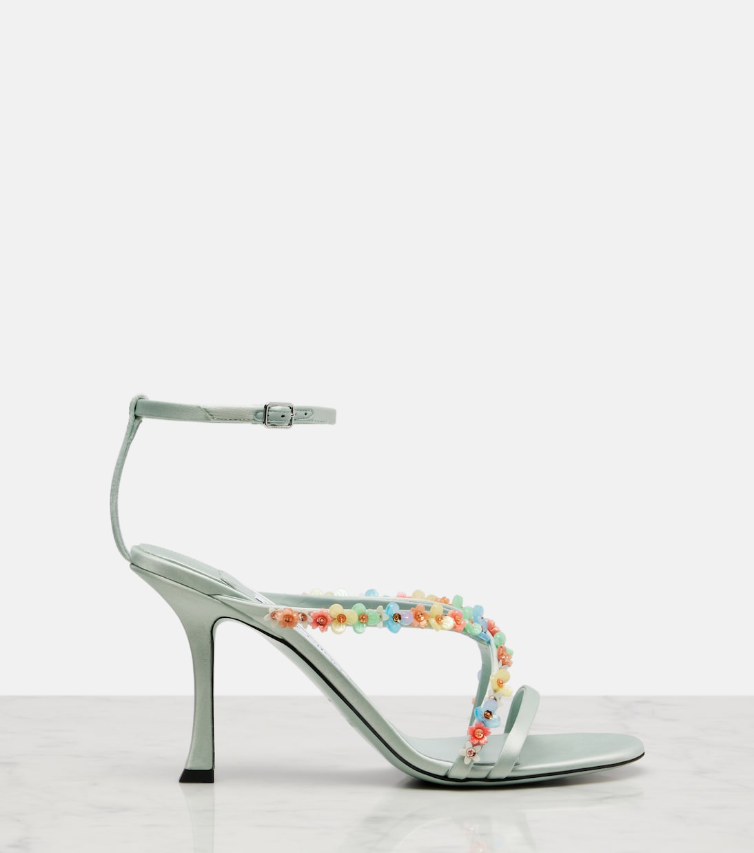 Бланш 90 босоножки из цветного сатина Jimmy Choo, Light Verd — фото 4