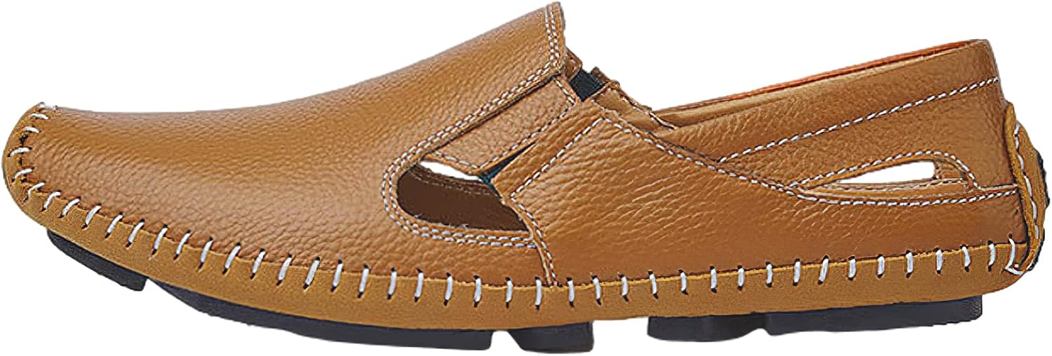 Мужские кожаные мокасины rismart для вождения, комфортные слипоны для ходьбы, коричневый — фото 2