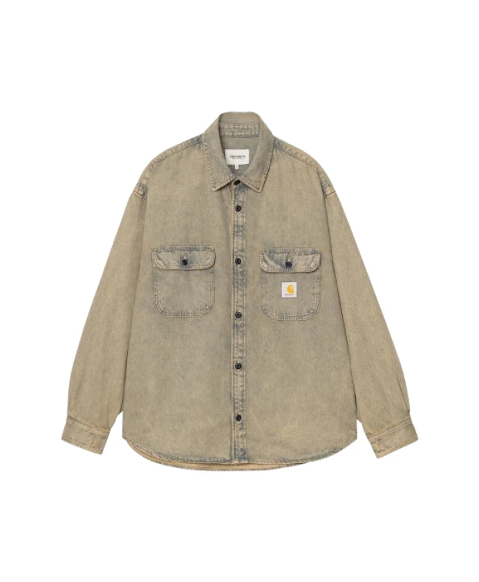 

Сине-Бежевая хлопковая рубашка Тиган Carhartt Wip, синий