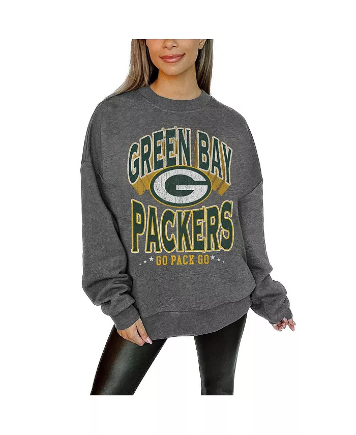 

Женская темно-серая флисовая толстовка Green Bay Packers Long Weekend Premium с заниженными плечами Gameday Couture