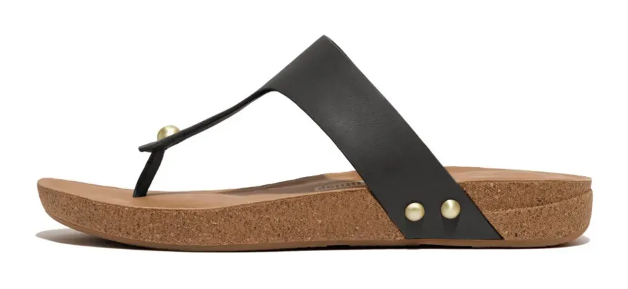 

Шлепанцы Fitflop "IQUSHION LEATHER TOE-POST SANDALS", летняя обувь с технологией iQushion для длительного комфорта, черный
