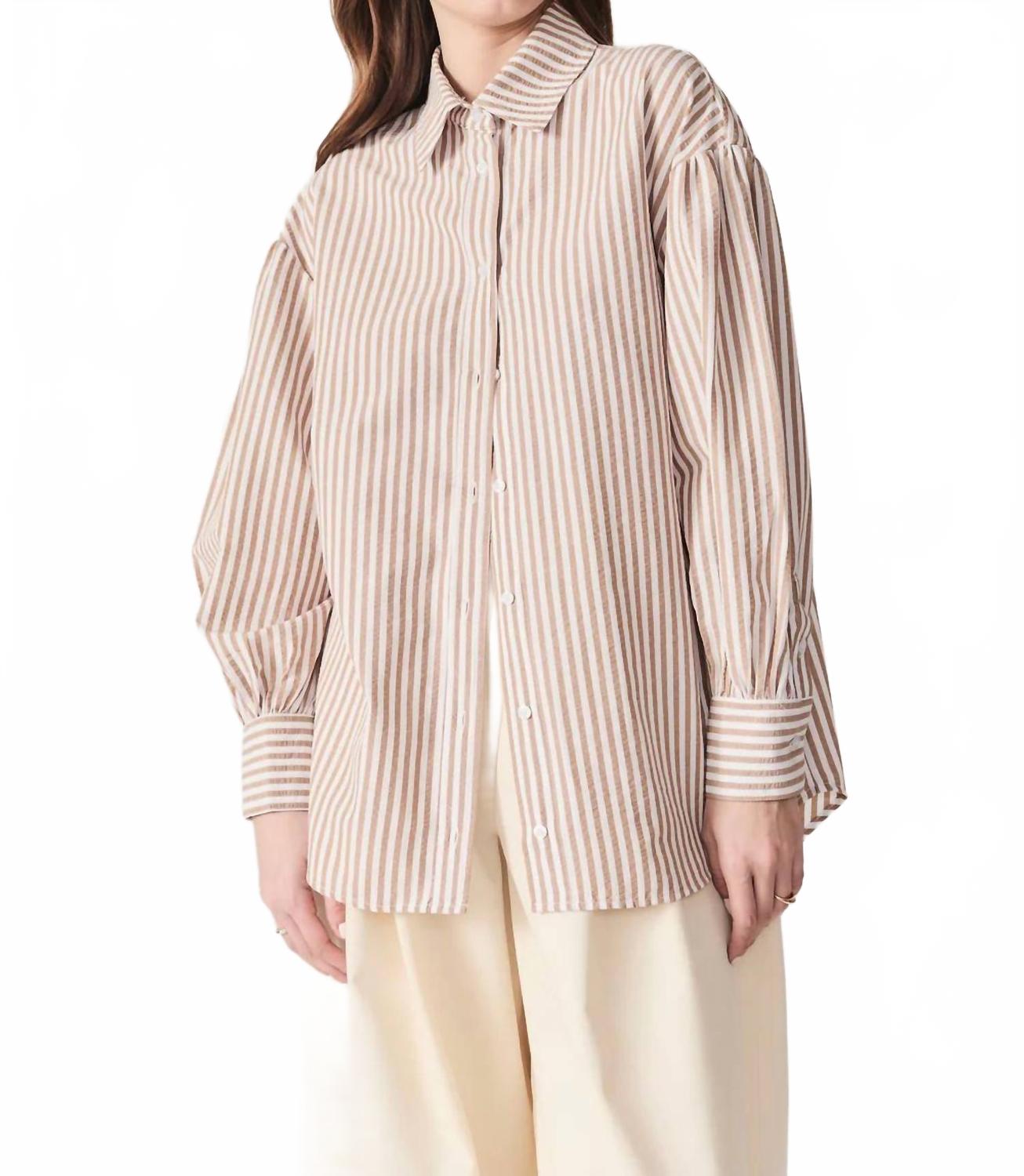 

Рубашка Fontelo с длинными рукавами-фонариками в полоску бежевого цвета Deluc, Striped Tan