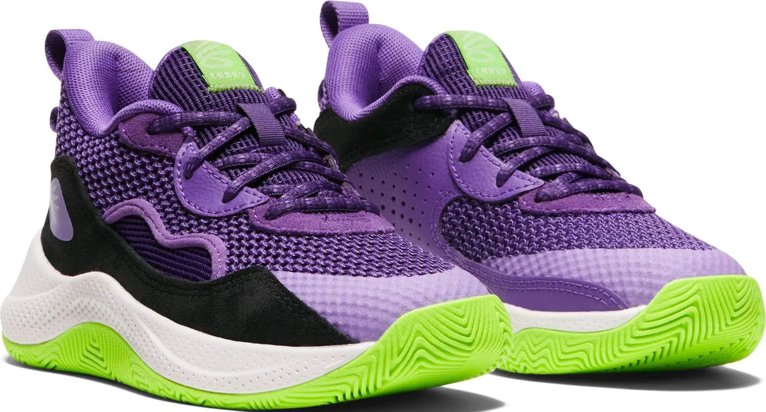 Under Armour Unisex-Child Pre School Curry 3z 24 Suede, фиолетовый/зеленый — фото 4