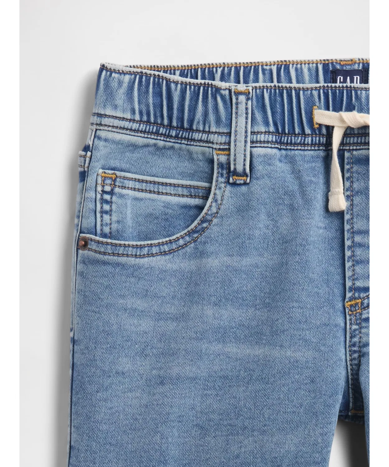 Детские джоггеры из денима Gap Slim с эффектом потертостей, индиго — фото 3
