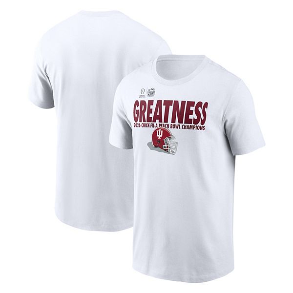 

Футболка Men's white Indiana Hoosiers College Football Playoff 2026 Peach Bowl Champions Clock Manager Nike