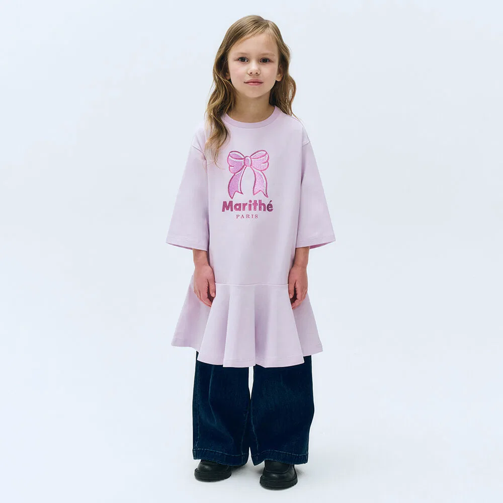 Детское платье с рукавом 3/4 лавандового цвета от Marithé Kids