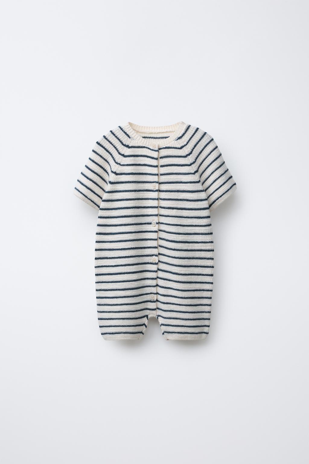 

Вязаный комбинезон в полоску ZARA, экрю