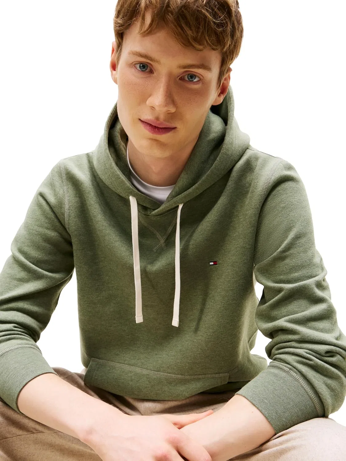 Худи мужское на молнии Tommy Hilfiger, Battle Green Heather — фото 2
