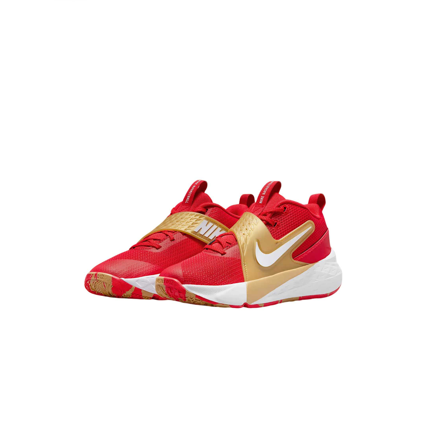 Дышащие детские баскетбольные кроссовки Mid top Unisex Nike, university красный/metallic/bright темно красный/белый — фото 4
