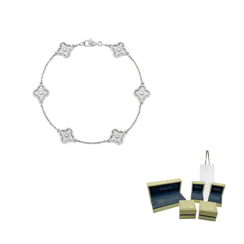 

Van Cleef & Arpels Браслет Alhambra Four Leaf Lucky Series 18K белое золото женский серебристый