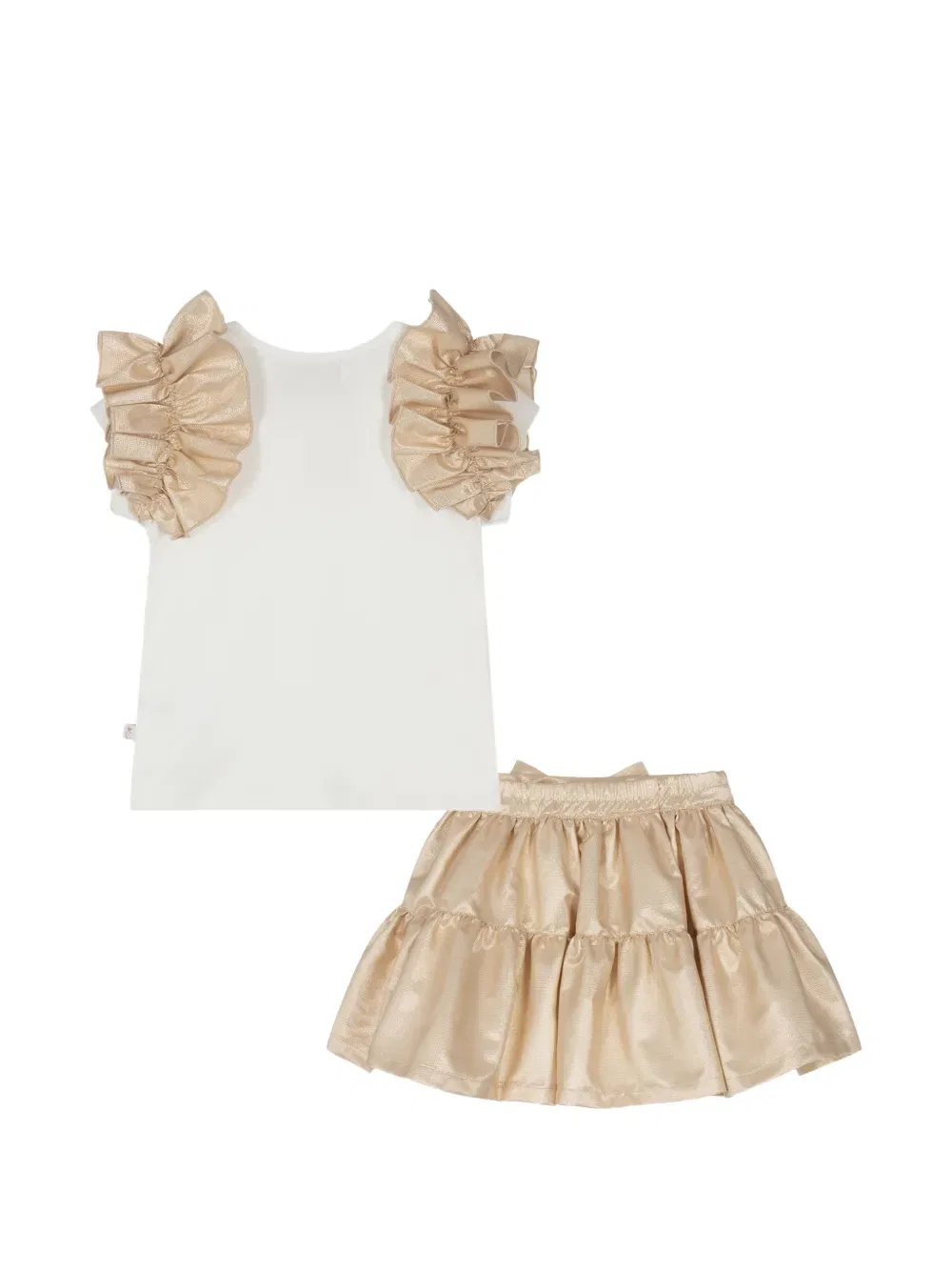 Комплект из топа и юбки с оборками и бантами Cacharel Kids, золото — фото 3