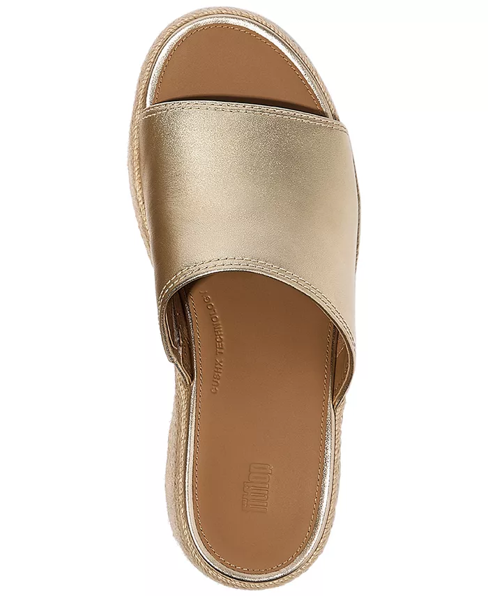 Женские платформы эспадрильи на клиньях из кожи Fitflop, золото — фото 3