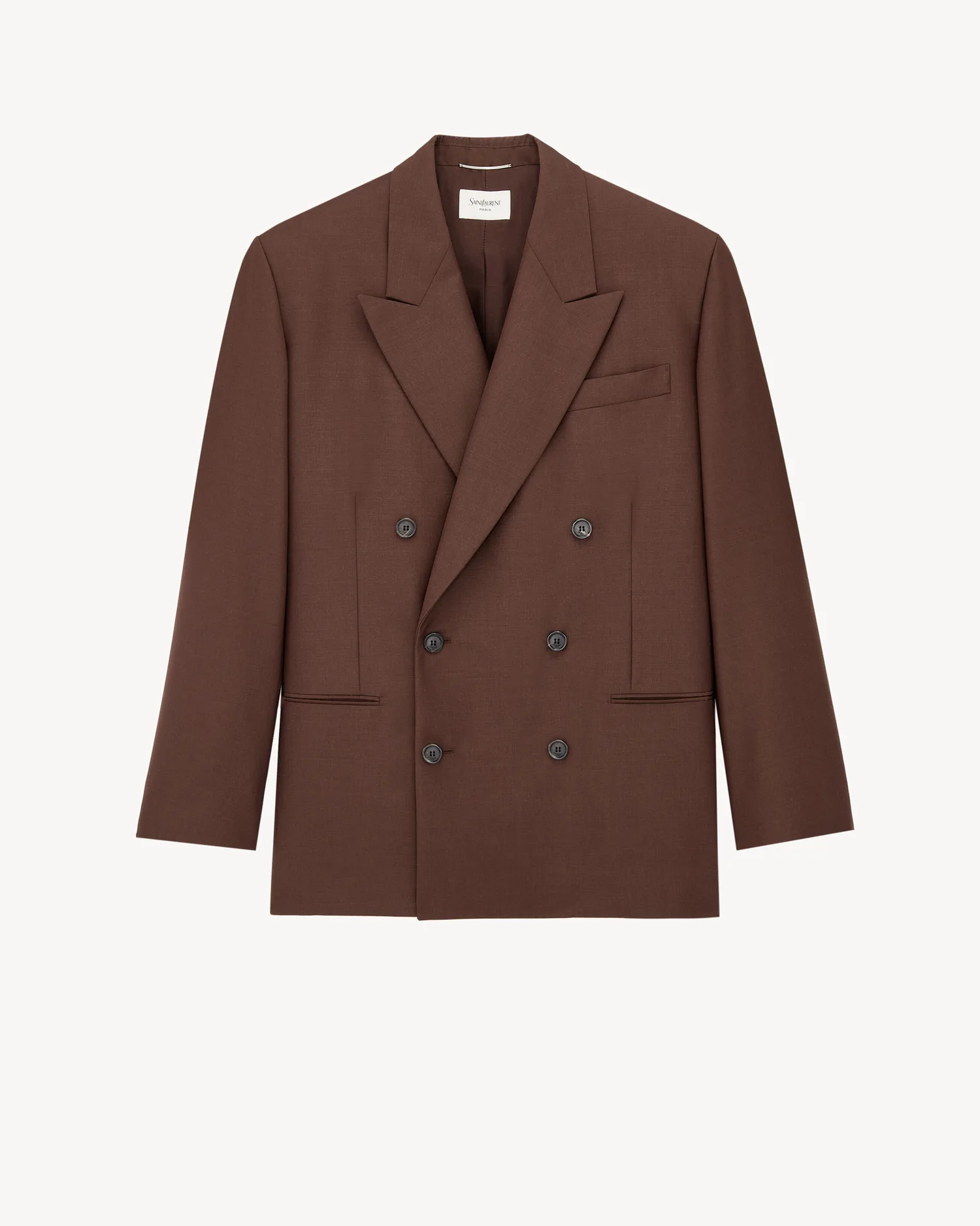 Жакет из шерсти и мохерового канваса SAINT LAURENT, коричневый