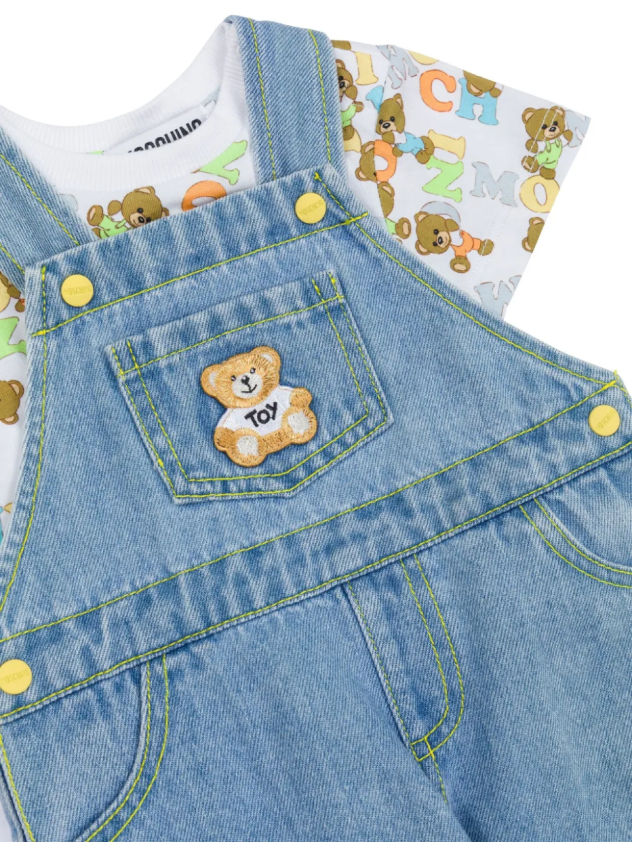 Moschino Kids комплект из топа и шортов с принтом, синий — фото 3
