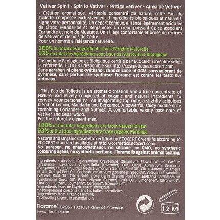 Florame Vetiver Spirit Eau De Toilette Spray For Men 3.4Oz 100ml — фото 3