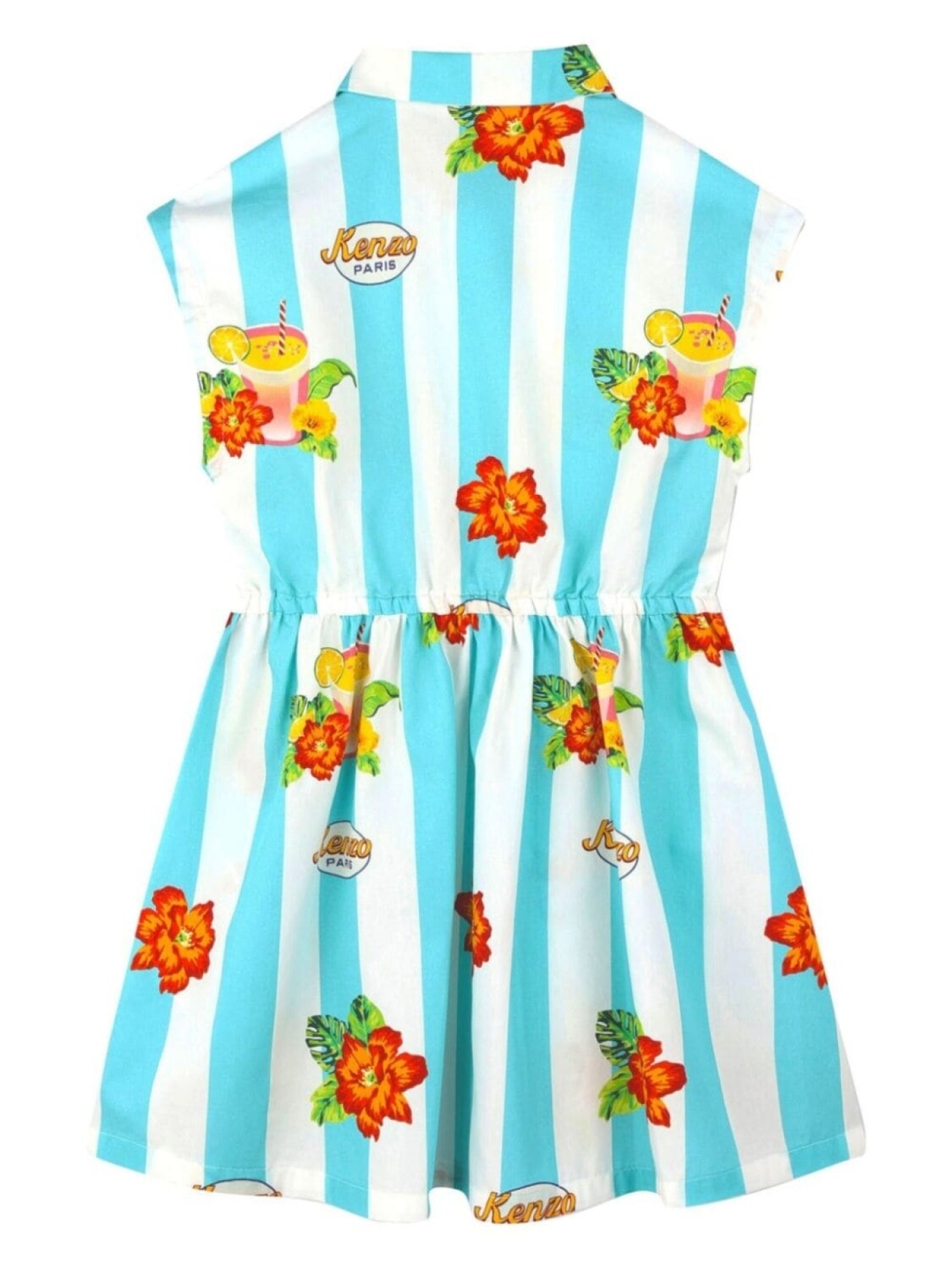 Kenzo Kids платье с цветочным принтом, белый — фото 2