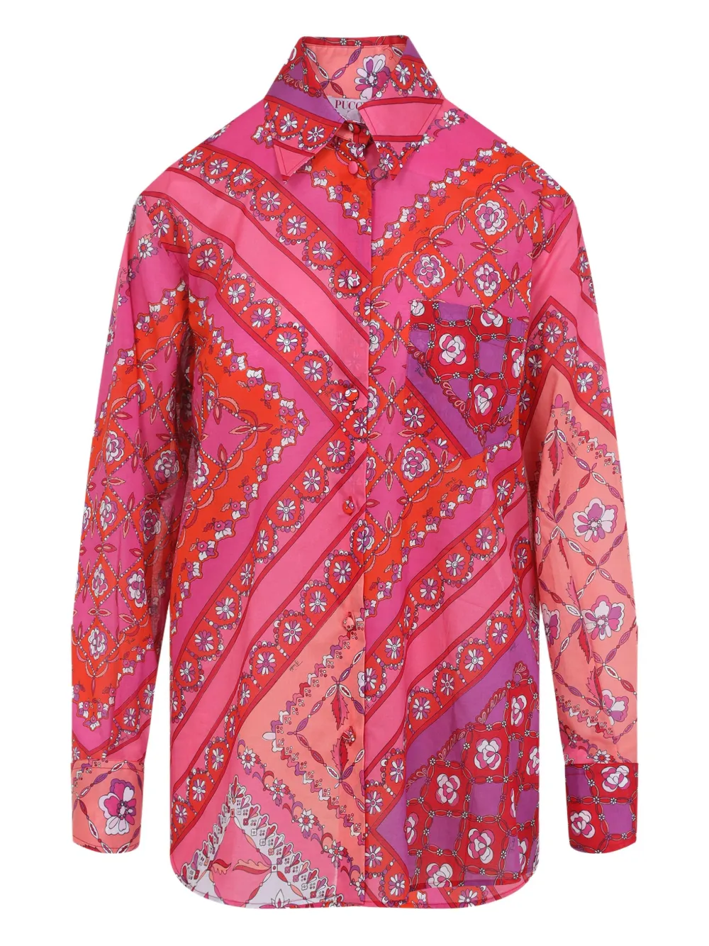

Хлопковая рубашка с цветочным рисунком PUCCI, розовый