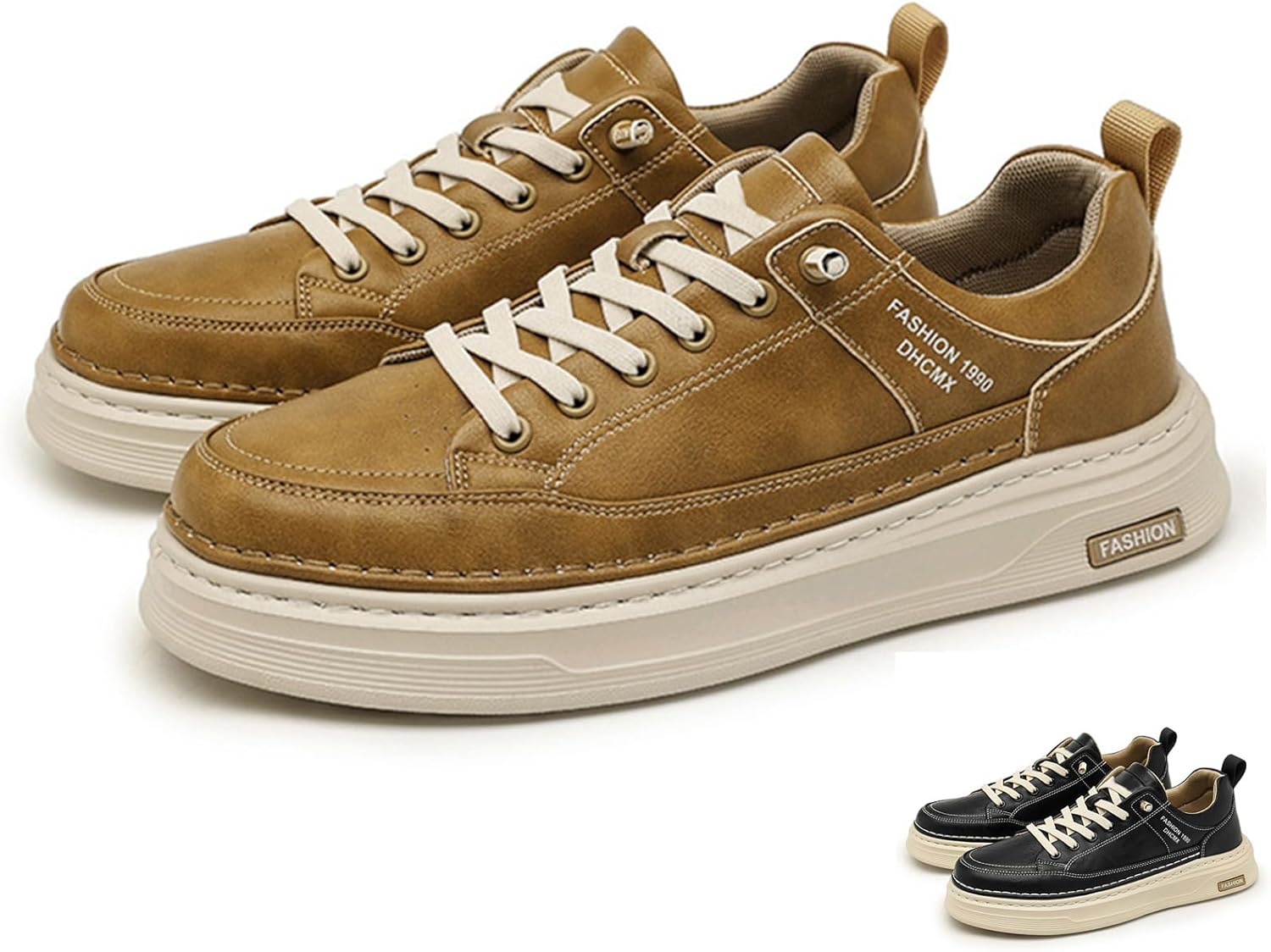 

Мужские кожаные кроссовки OXNEUHG с эластичной шнуровкой, модные, классический круглый носок, низкие, мягкая подошва, легко надеваются, повседневные кроссовки для прогулок, удобные деловые кроссовки, коричневый
