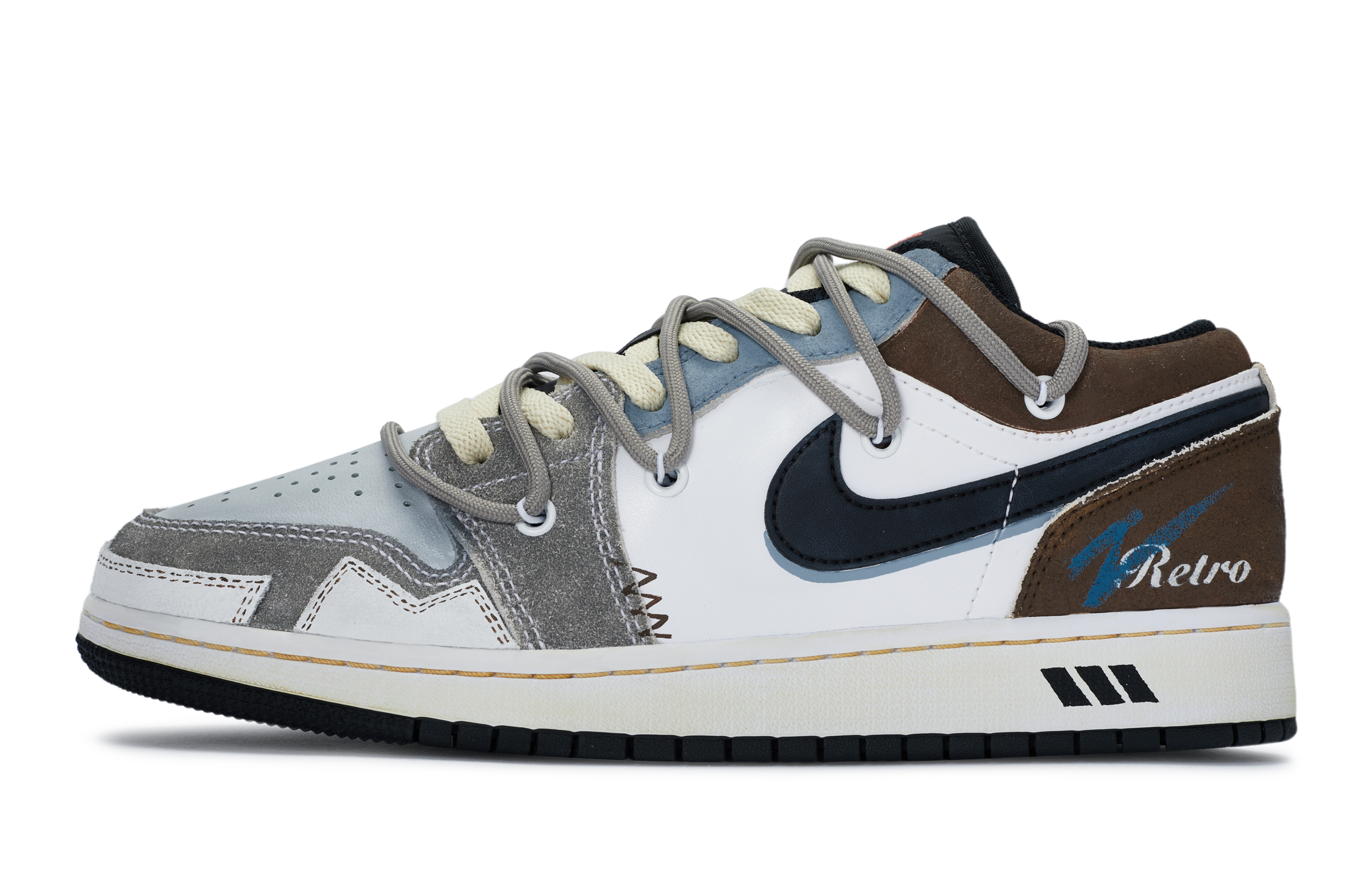 

Jordan Air Jordan 1 винтажные баскетбольные кроссовки женские, Blue-gray, white-brown