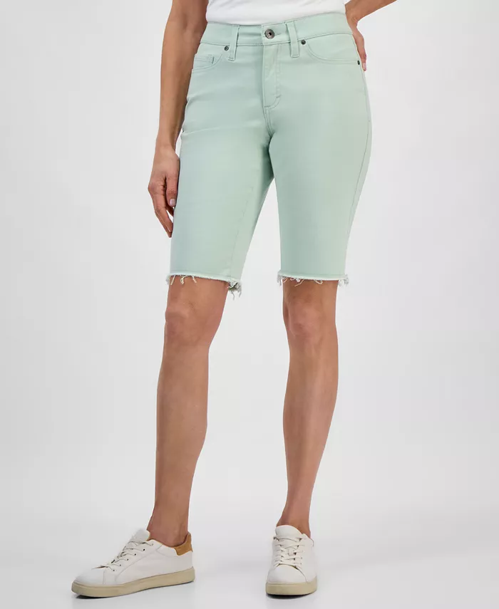 

Укороченные джинсовые шорты бермуды с рваным краем Petite Style & Co, зеленый