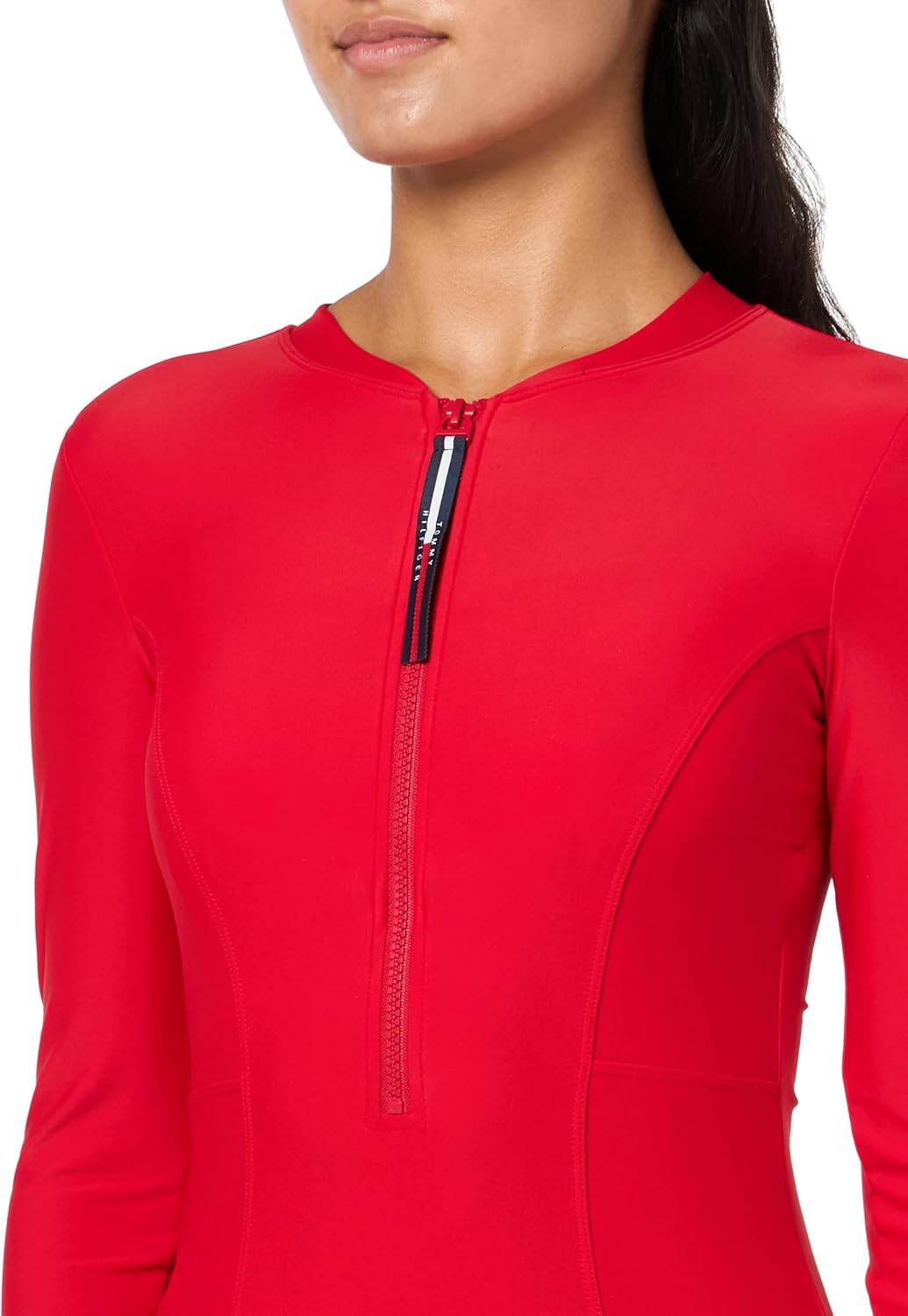 Женский слитный купальник Tommy Hilfiger с длинным рукавом и полным покрытием, Scarlet — фото 3