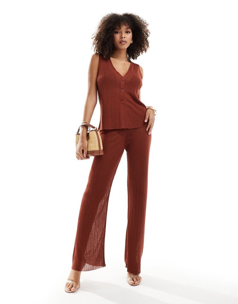 

ASOS DESIGN – широкие брюки металлизированного цвета ржавого цвета