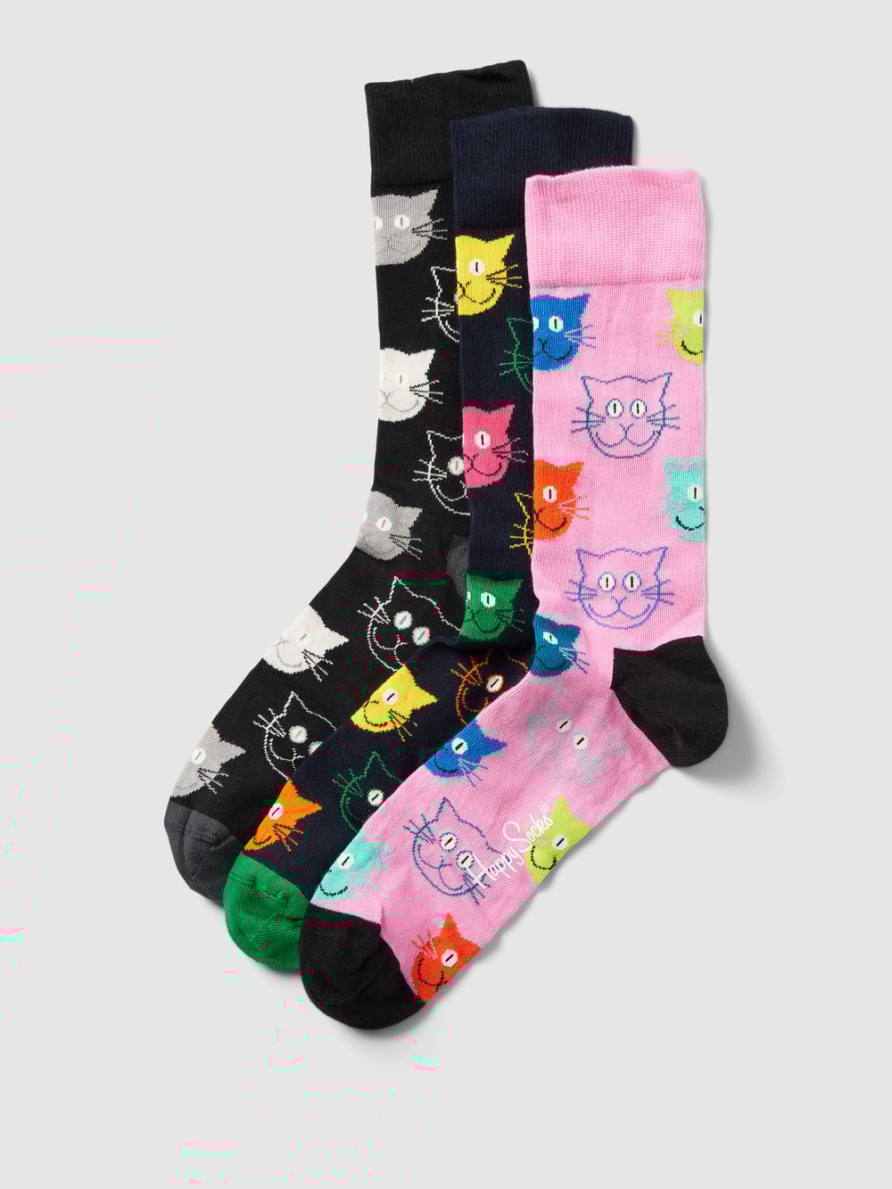 

Носки с принтом по всей поверхности, модель «Mixed Cat», в упаковке 3 шт Happy Socks, темно-синий
