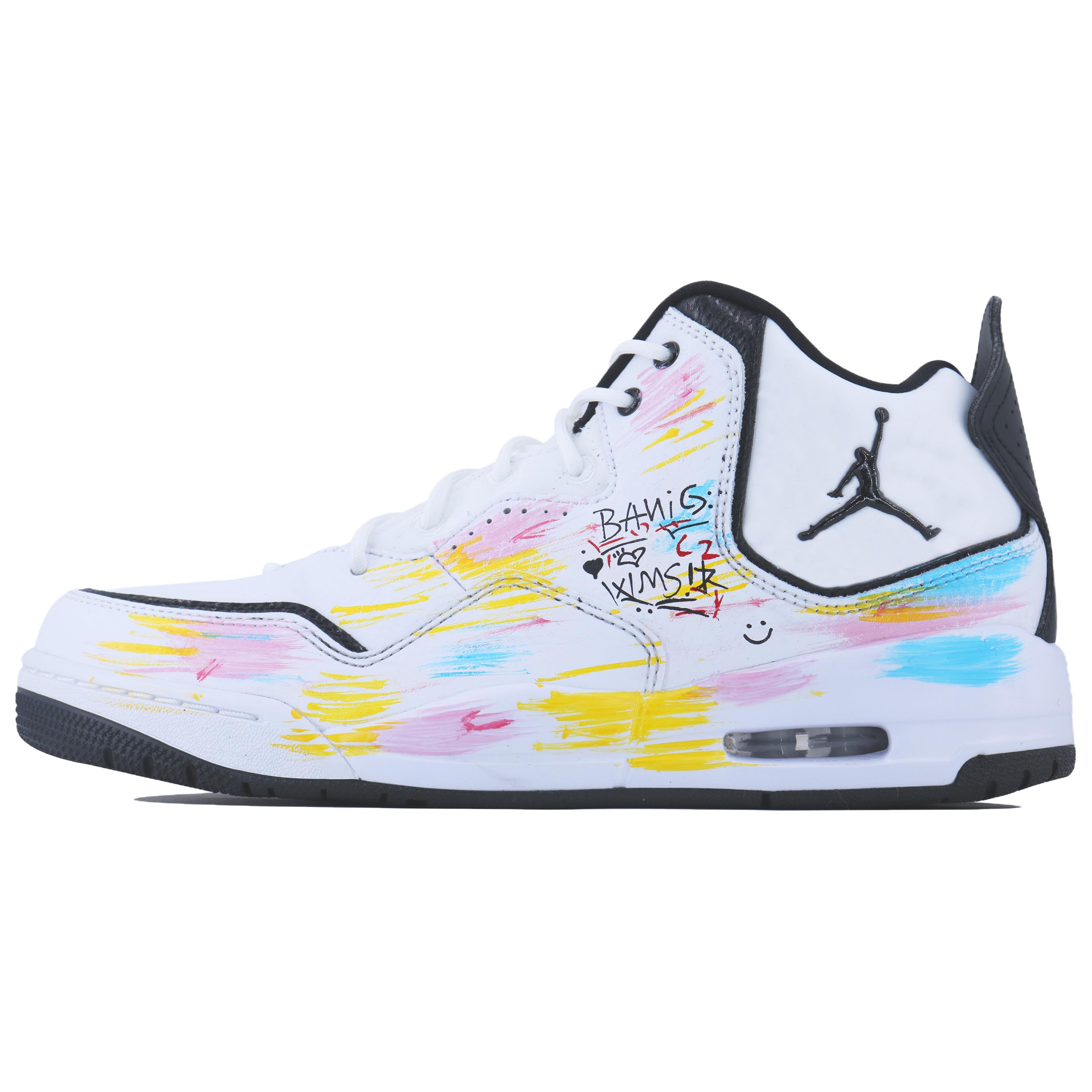 

Кроссовки баскетбольные Courtside 23 Street Graffiti Mid top мужские устойчивые к истиранию винтажные Jordan, белый