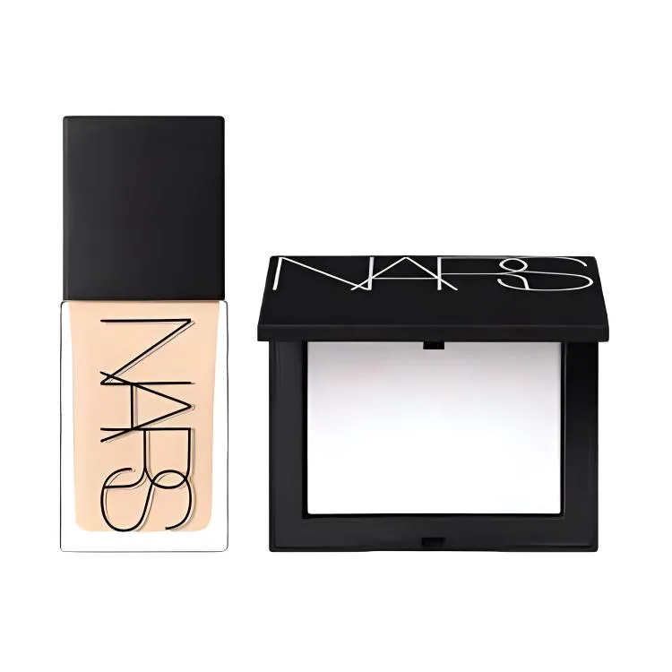 NARS Набор топовой тональной основы из двух предметов: легко растушевывается, стойкая, маскирующая, фиксирующая, 10 г + 30 мл, подарок на день рождения, Radiant Skin Liquid Foundation L2 30ml+Classic Big White Powder Compact 10g