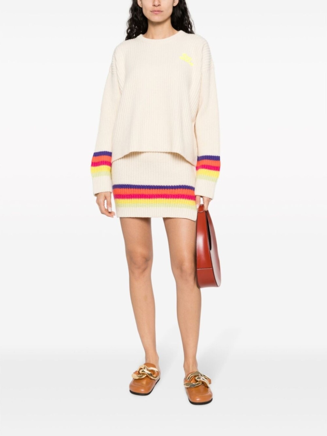 

Giada Benincasa полосатый джемпер с вышитым логотипом, нейтральный цвет