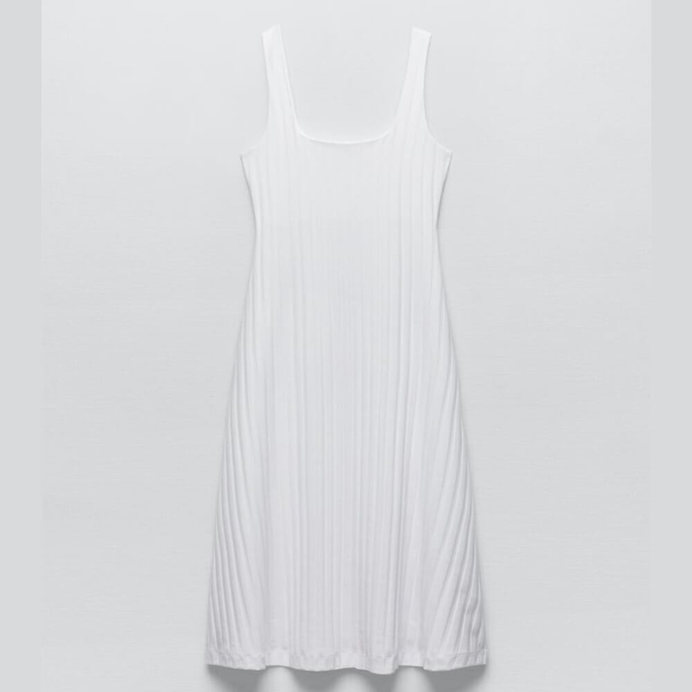 

Платье Zara Ribbed With Straps, белый