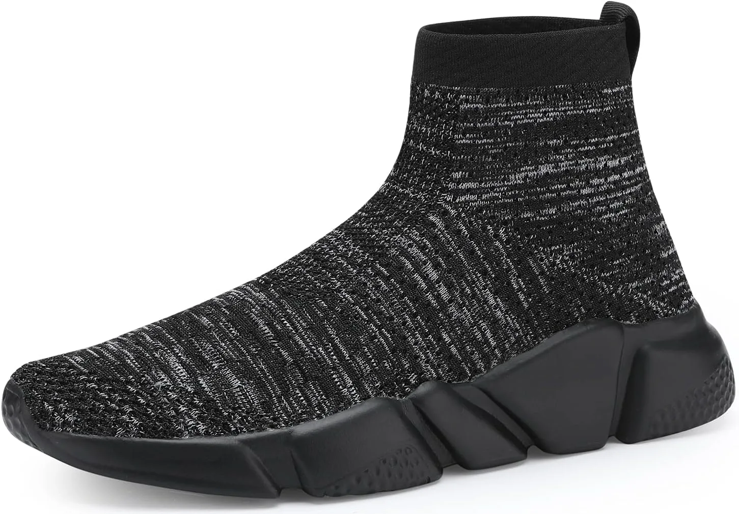 

Мужские кроссовки Santiro, легкие высокие спортивные туфли, дышащие вязаные беговые кроссовки, модные кроссовки для зала и спорта, черный