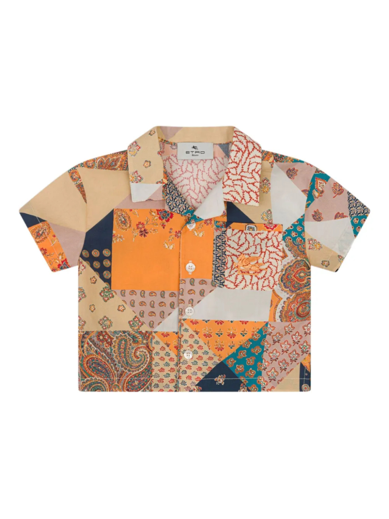 

Лоскутная хлопковая рубашка ETRO KIDS, оранжевый