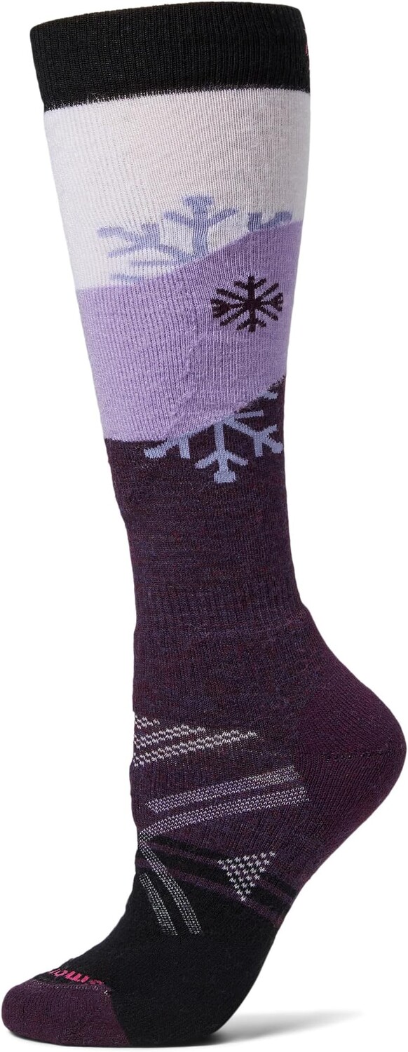 

Лыжи с полной амортизацией и рисунком Snowpocalypse поверх икры Smartwool, цвет Purple Iris