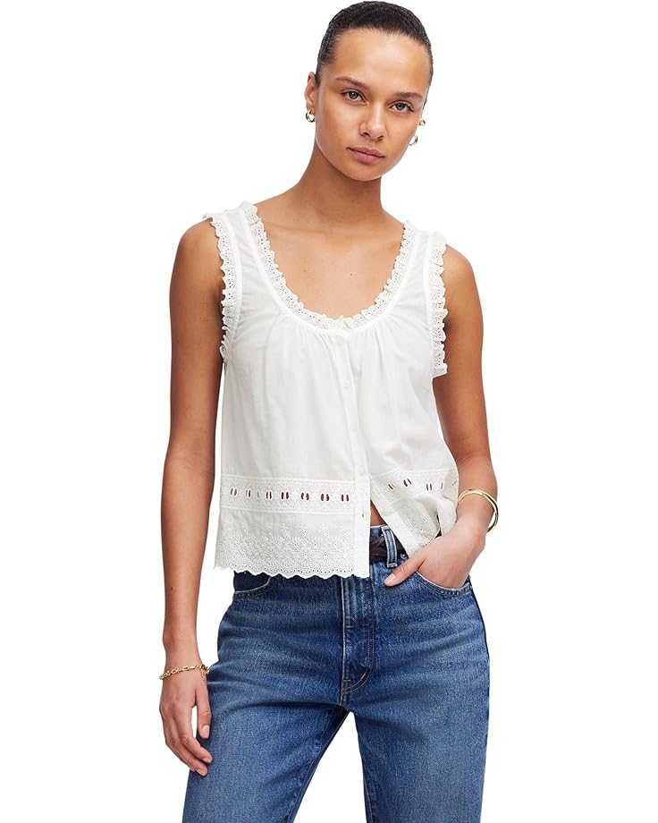 

Топ Madewell Jenny Top in Cotton Viscose Voile, белый